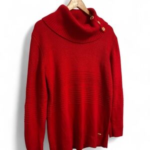 Calvin Klein Vibrant Red Cowl Neck Sweater